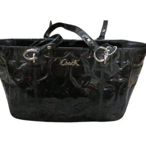 Coach 2012 Black Embossed Patent Leather Tote Handbag